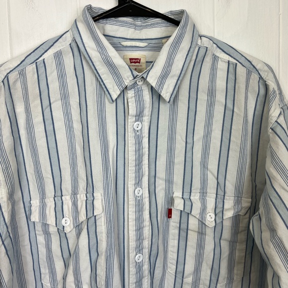 Levi’s Oversized Striped Button Down Shirt Sz M - Picture 3 of 7
